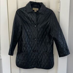 Jones New York Black Quilted Leather Jacket